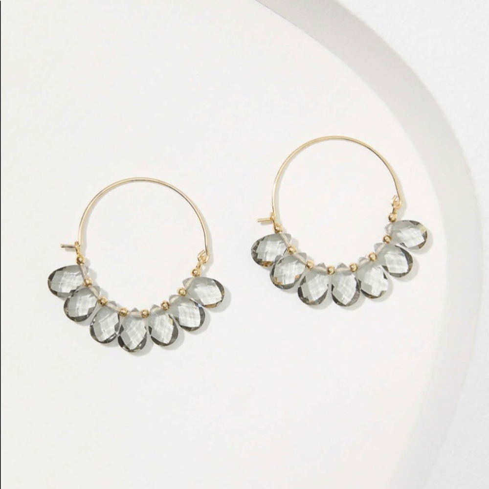 Ann Taylor Loft Gray Sparkle Hoop Earrings